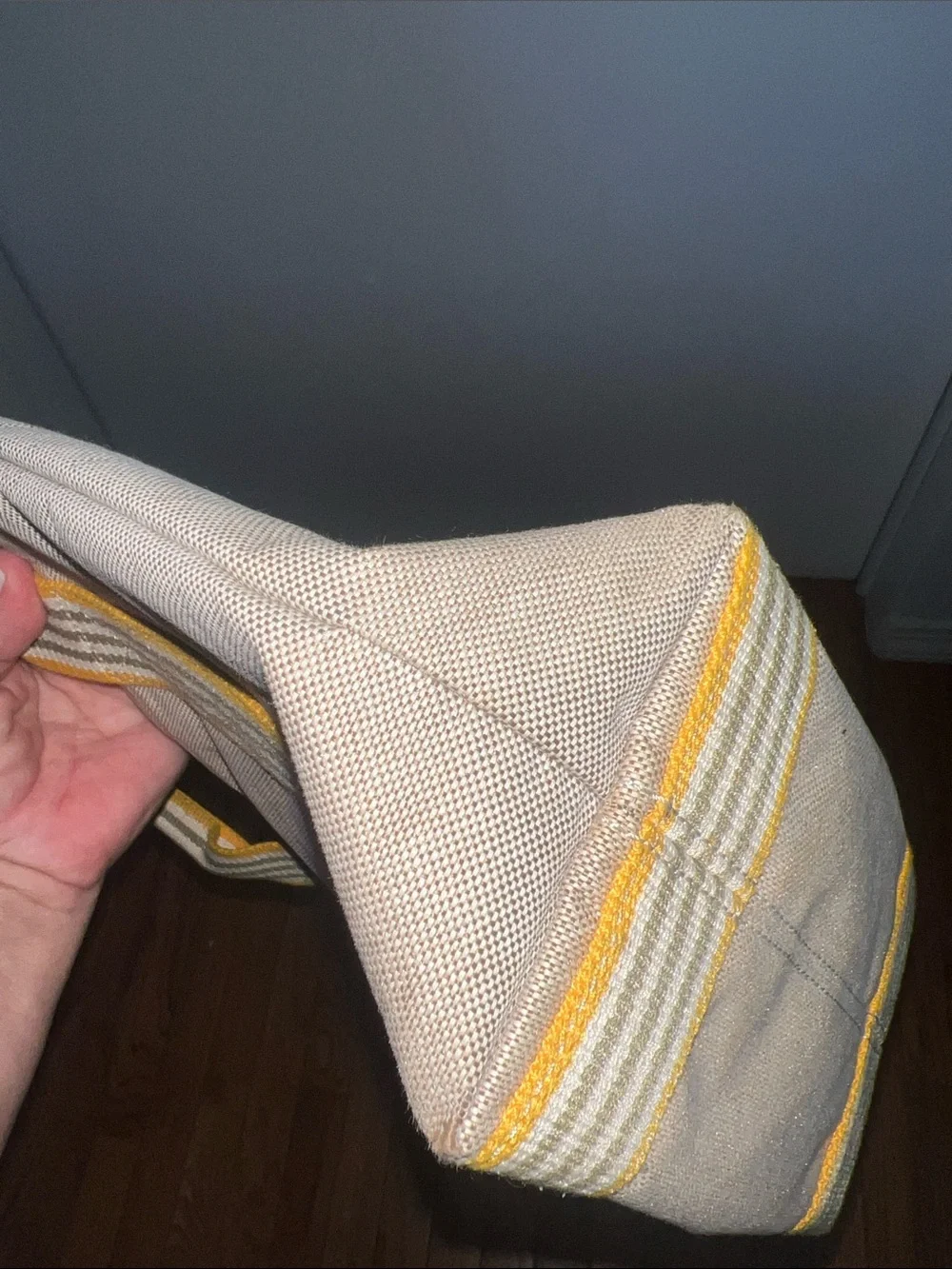 Orla Kiely Beige Canvas Tote with Yellow-Trim Straps